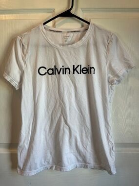 EUC Calvin Klein White Short-Sleeve Logo Tee